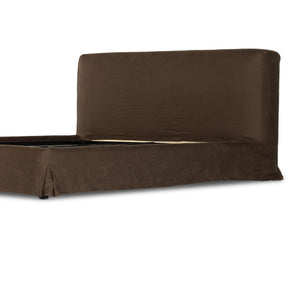 Aidan Slipcover King Bed - Brussels Coffee