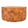 Arsenio Burl Wood Round Coffee Table, Golden Brown Burl