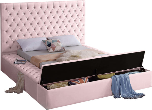 Randal Queen Bed In Pink Velvet