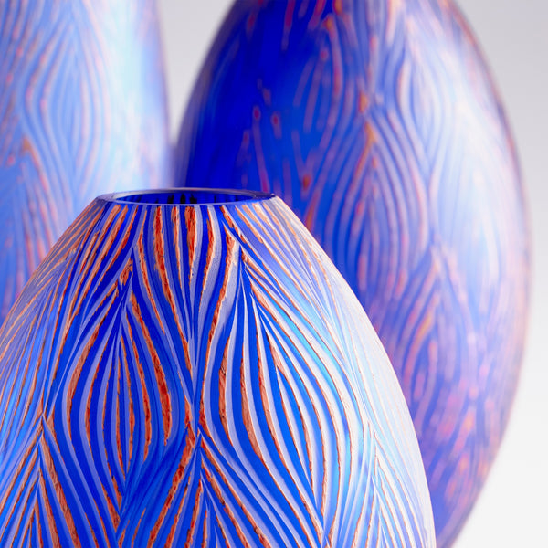 Small Fused Groove Vase in Blue