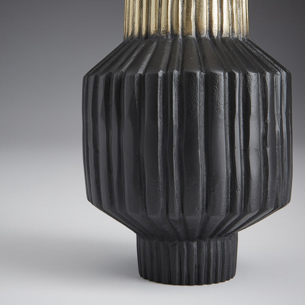 Allumage Vase in Matt Black and Gold