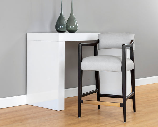 KEAGAN COUNTER STOOL - SALOON LIGHT GREY LEATHER