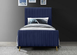 Marcos Twin Bed In Navy Velvet