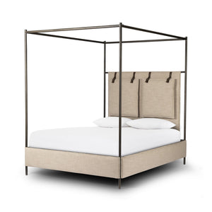 Leigh Canopy King Bed - Palm Ecru