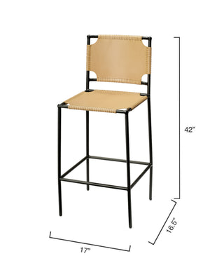 Asher Leather Bar Stool, Cashew