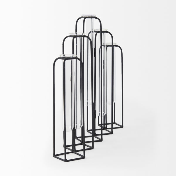 Mila 13.4L x 2.5W x 11.0H Metal and Glass Decorative Accent