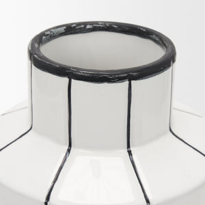 Dinah Small White w/ Black Stripes  Ceramic Vase