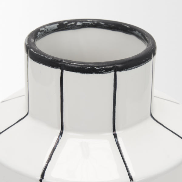 Dinah Small White w/ Black Stripes  Ceramic Vase