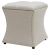 Amelia Fabric Nailhead Tufted Storage Ottoman In Cardiff Cream