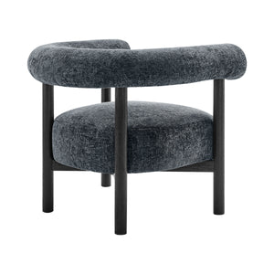 Vincent Chenille Accent Arm Chair Black Legs, Grenada Charcoal 