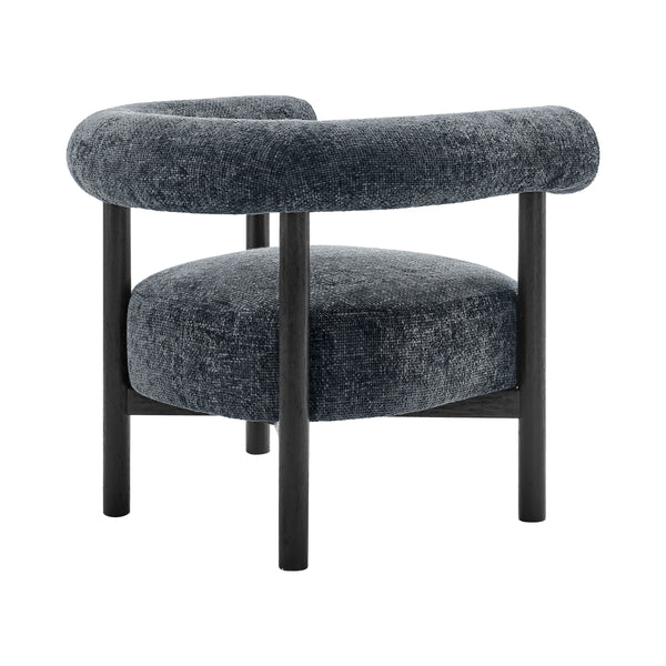 Vincent Chenille Accent Arm Chair Black Legs, Grenada Charcoal 