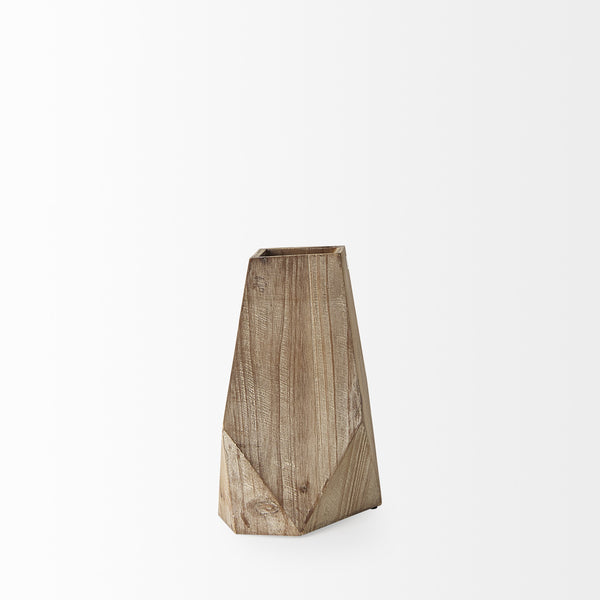 Allen III Tall Natural Wooden Base Oval Vase