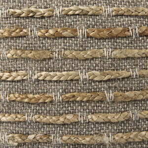 Binita  16.0L x 16.0W x 16.0H  Gray/Brown Hemp Wool and Cotton Pouf
