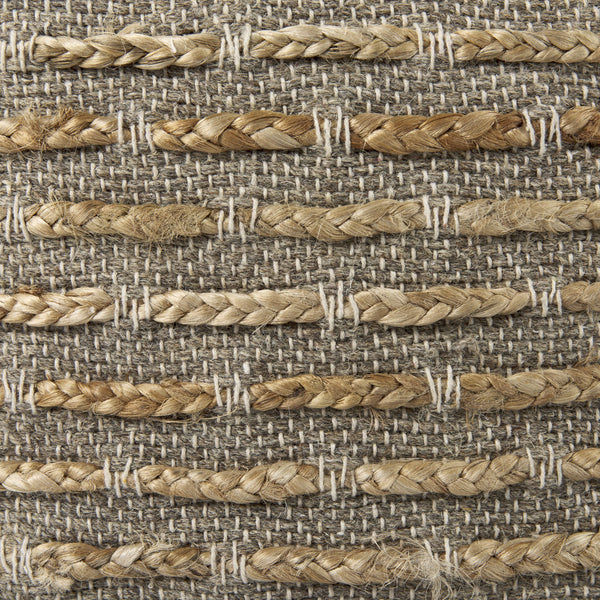 Binita  16.0L x 16.0W x 16.0H  Gray/Brown Hemp Wool and Cotton Pouf