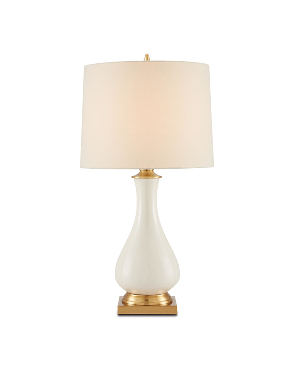 Lynton Cream Table Lamp In Cream Crackle & Brass