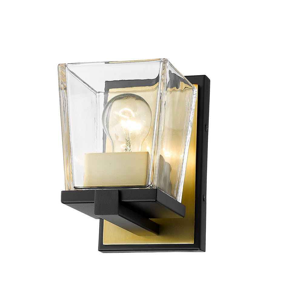 Bleeker Street 1 Light Wall Sconce in Matte Black + Olde Brass Finish