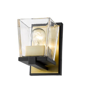Bleeker Street 1 Light Wall Sconce in Matte Black + Olde Brass Finish