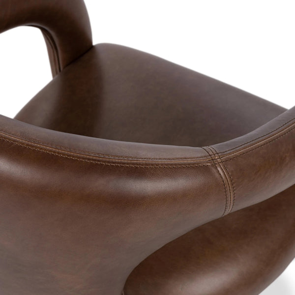 Archie Leather Dining Chair in Bison Brown