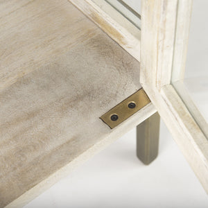 Arelius 20L x 18W x 26H White Wood W/ Gold Metal Frame End/Side Table