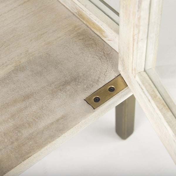 Arelius 20L x 18W x 26H White Wood W/ Gold Metal Frame End/Side Table