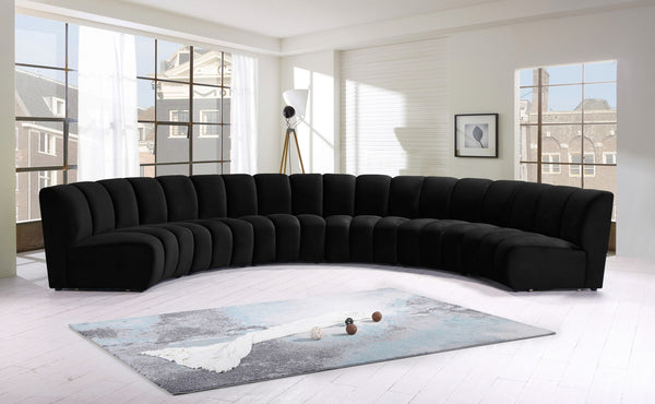 Lynda 6pc. Modular Sectional In Black Velvet