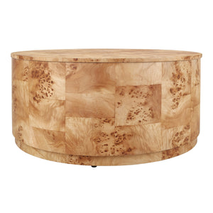 Arsenio Burl Wood Round Coffee Table, Natural Burl