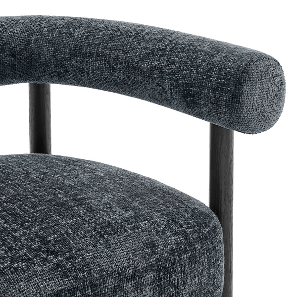 Vincent Chenille Accent Arm Chair Black Legs, Grenada Charcoal 