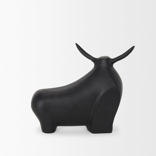 Radu Large Matte Black Metal Bull Decorative Object