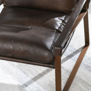 Morgan Leather Accent Chair with Iron Legs - Truffle Brown