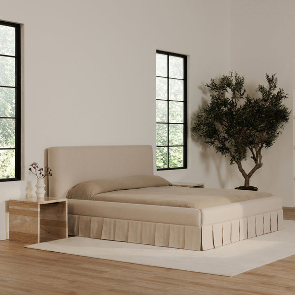 Maren Queen Bed in Beige Upholstery
