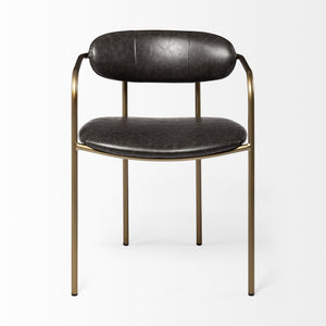 Parker Brown Faux Leather Seat Gold Metal Dining Chair