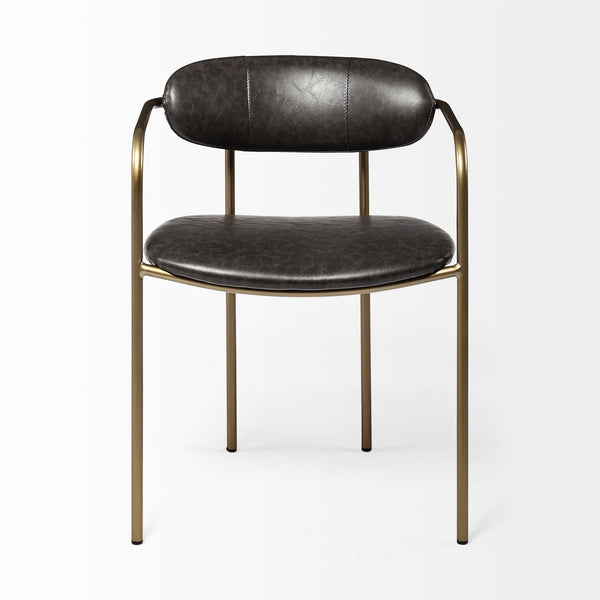 Parker Brown Faux Leather Seat Gold Metal Dining Chair