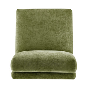 Zenda Chenille Swivel Accent Chair w/ Wooden Base, Millburry Green