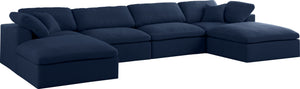 Carmen Cloud Modular Sectional In Navy Linen Fabric