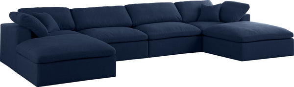 Carmen Cloud Modular Sectional In Navy Linen Fabric