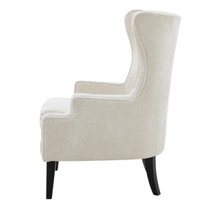 Clementine Fabric Wing Accent Arm Chair In Opus Cream