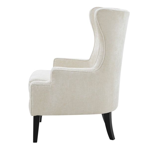 Clementine Fabric Wing Accent Arm Chair In Opus Cream