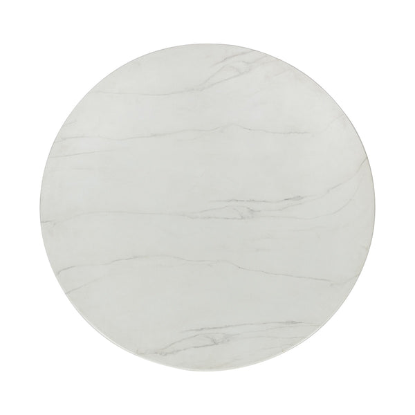Caspia Outdoor Round Dining Table - Snowdrift White/Black