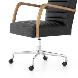 Bryson Traditional Channeled Desk Chair In Smoke