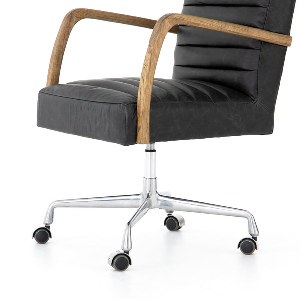 Bryson Traditional Channeled Desk Chair In Smoke