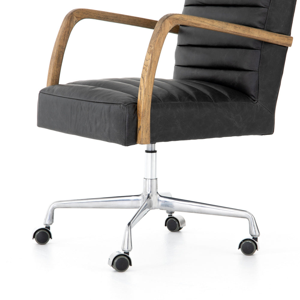 Bryson Traditional Channeled Desk Chair In Smoke