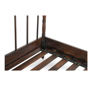Vivian Queen Bed Dark Brown with Turned Detailing