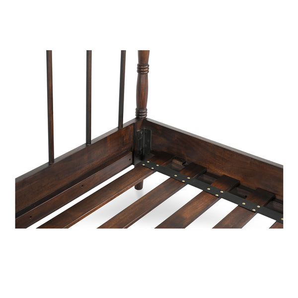 Vivian Queen Bed Dark Brown with Turned Detailing