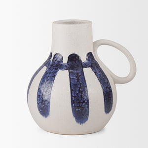 Truett White w/ Blue Stripes Ceramic Jug Vase