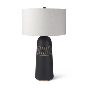 Javier 18.0L x 18.0W x 30.75H Black Base W/Cream Fabric Shade Table Lamp