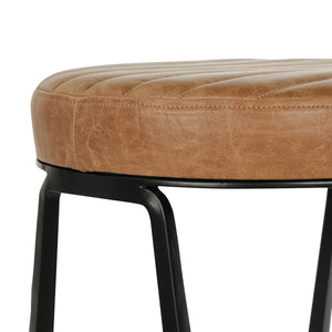 Sawyer Leather Counter Stool with Hammered Iron Base in Sedona Brown