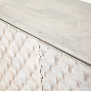 Rio Media Console-Round Cut White Wash