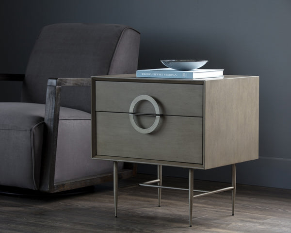 Emery Nightstand - Antique Silver - Ash Grey
