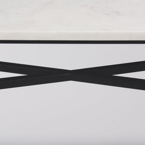 Lucas 50 X 16 X 30 White Marble Top Black Metal Frame Console Table
