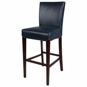 Milton Bonded Leather Bar Stool Wenge Legs In Vintage Blue